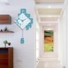 Goodsright Decor Pendulum Wall Clock Silent Non Ticking, Modern Style Wooden Living Room Swing Quartz Wall Clock, Large Dial Silent Home Decoration (Blue)