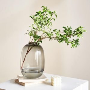 Goodsright Decor Large Amber Glass Vase for Flowers Tall Glass Vase for Decor Floor Vase Decorative Vases for Home Table Centerpieces Flowers Decor and Farmhouse Decor,Amber2