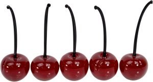 Goodsright Decor Murano Glass Lifelike Cherries, 5 PCS, 3" Tall, Fruit Decor, Faux Fruit, Made in Italy
