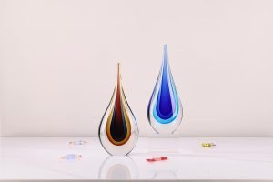 61ctGFblGTL._AC_SL1500 Goodsright Decor Hand-Blown Glass Ocean Wave Sculpture, Art Glass Centerpiece, Fish Tank Aquarium Marine Animal Ornament for Contemporary Home Decoration, Desk Decoration