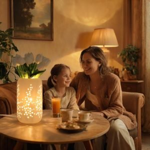 61d3nJ0450L._AC_SL1024 Goodsright Decor Vase Lamp,Modern Decorative Flowers White Ceramic Vase for Living Room Home Decor Bedroom Bedside Shelf Entryway Office Wedding,Minimalist Table Lamp Centerpieces