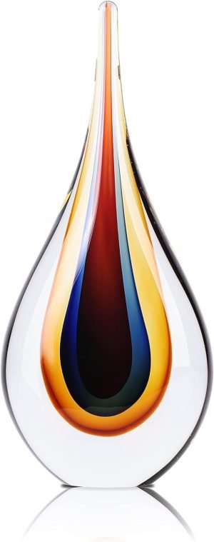 Goodsright Decor Hand-Blown Glass Ocean Wave Sculpture, Art Glass Centerpiece, Fish Tank Aquarium Marine Animal Ornament for Contemporary Home Decoration, Desk Decoration