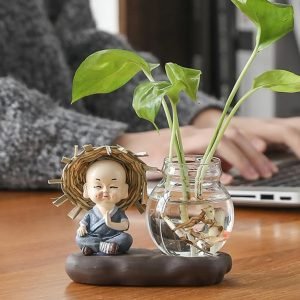 Goodsright Decor Green Radish hydroponic Flowerpot Utensils vase Transparent Glass Flower Arrangement Flower Living Room Desk Decoration Home Decoration Living Room Decoration Home