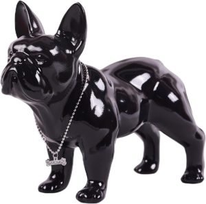 Goodsright Decor French Bulldog Statue Sitting Ceramic Dog Animal Statue Decorative Dog Sculpture for Garden or Home Decor Decorative Living Room Kitchen Bedroom Entrance Bathroom Cabinet (12.2 in, Black)
