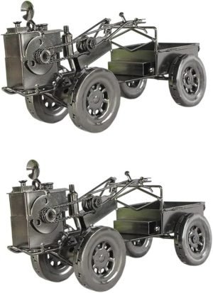 61ic87egZeL._AC_SL1242 Goodsright Decor 2pcs Wrought Iron Tractor Industrial Age Ornaments diecast Tractor Models Farm Tractor Model Tractor Sculpture Vintage Truck Model Home Decor to Rotate Old Fashioned Small Tractor