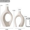 Goodsright Decor Extra Large Hollow Nordic Modern Ceramic Vases Set of 2, Milky White Aesthetic Round Donut Boho ins Style Flower Decorative Vase for Room Home Book Shelf Table Decor (Matte W 8.5" X H 11")