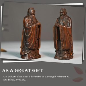 Goodsright Decor Wooden Confucius Ornament Traditional Chinese Figurines Confucius Statue Ornament Boxwood Craft Unique Desktop Decoration Wood Kongzi Statue Figurine Traditional Chinese Figurines
