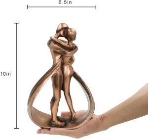 Goodsright Decor Romantic 7th Anniversary, Resin Modern Couple Sculpture & Metal Rose with Stand - Wedding Anniversary Birthday Valentine's Day Gifts for Wife Girlfriend
