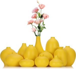 Goodsright Decor White Small Vase for Home Decor,White Ceramic Vase Set of 12,White Matte Boho Vase for Decorative Dried Flowers Pampas Grass Decoraitons,Dining Table Centerpieces Rustic Living Room Decor