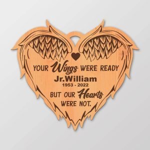 61lWVqf8bqL._AC_SL1500 Goodsright Decor Personalized Your Wings were Ready Ornament - Heart Wings Keepsake Memorial Christmas Ornament, Wooden Ornament, Pack 3