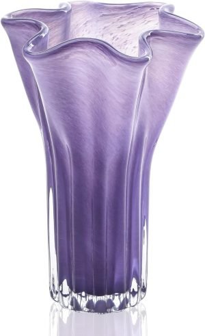 Goodsright Decor 8inch Blown Glass Bubble Vase Collection Modern Art Flower Vase Decoration for Home Decor Living Room,Office,Centerpiece,Table and Wedding,Blue