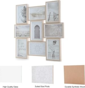 Goodsright Decor Picture Frames 4x6 inch (10.2x15.2cm) 9 Opening Wooden Picture Frames Collage Wall Decor Natural and White