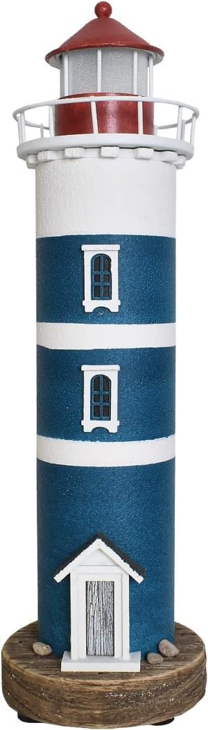 Goodsright Decor Wooden Lighthouse with Lights Nautical Tabletop Figurine Beach Themed Ornaments - Lighted Tower Light Wood Home D??cor Party Decoration (Brown)