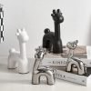Goodsright Decor Abstract Deer Figurines for Interior Home Desktop Decoration Electroplated Ceramics Art Animals Statue Crafts Modern Home Decor (Color : Deer D, Size : Medium)