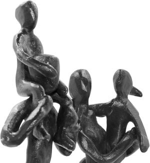Goodsright Decor Rustic Family Figurines, Cast Iron Art Home Decoration Statue with Gift Card for Anniversary Birthday (Family of Four Carrying)