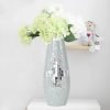 Goodsright Decor Decorative Shine Vase Stunning Handmade Mosaic Crackle Glass House Decor Table Centerpieces Modern Room Decoration (Hu-Silver)