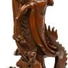 61pRaYROyGL._AC_SL1500 Goodsright Decor Dragon Guanyin Wooden Buddha Statue, Solid Wood Carved Bodhisattva, Living Room Decor, Antique Wood Happy Buddha, Home Ornament (Black, 6.3 Inches)