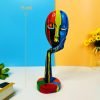 Goodsright Decor Abstract Thinker Sculpture Colorful Women Face Statue Resin Art Figurine Home Decorations for Living Room Book Shelf TV Bar Cabinet Desk Table Top Ornament??Multi A, 15 inch??