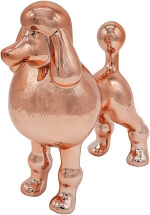 Goodsright Decor Ceramic Dog Statue - Metallic Silver Standing Poodle Dog Statue - Decorative Dog Sculpture for Garden or Home D??cor - Poodle Dog Outdoor Statue - (9?? x 3.5?? x 9.25??)