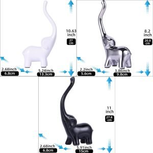 Goodsright Decor Exquisite Ceramic Elephant Family Statues: Decorative Elephant Figurines & Sculptures, Perfect for Home Decoration - Available in Elegant Black, White, Silver, and Gold (Assorted)