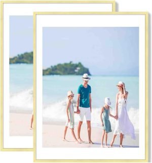 61vExhdzYHL._AC_SL1500 Goodsright Decor 18x24 Aluminum Picture Frame Set of 2 - Displays Poster 16x20 with Mat or 18 x 24 without Mat, Black Metal Gallery Frame, Wall Horizontal or Vertical Display - Wall Hook Included