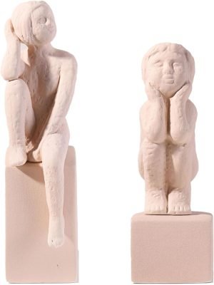 Goodsright Decor Ceramic Inspirational Statues, Handcrafted Premium Personalized Mother and Child Sculpture, Pink Ceramic Ornament, Modern Abstract Retro Small Decoration for The Living Room, Gift, Set of 2