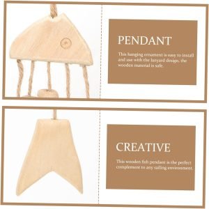 Goodsright Decor 4pcs Wooden Fish Ornament Mediterranean Fish Sculpture Wall Ornament Vintage Hanging Wooden Fish Household Fish Decor Nautical Decor Delicate Wall Wooden Decoration Wall Hanging