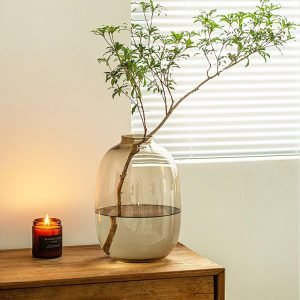 Goodsright Decor Large Amber Glass Vase for Flowers Tall Glass Vase for Decor Floor Vase Decorative Vases for Home Table Centerpieces Flowers Decor and Farmhouse Decor,Amber2