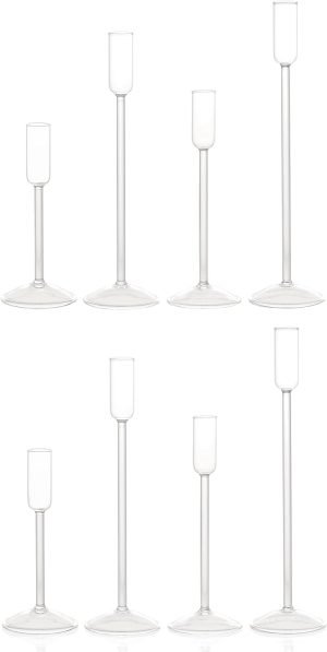 Goodsright Decor Candlestick Holders, Glass Taper Candle Holders Set of 8, Candle Holders for Candlesticks, for Christmas Events Party Wedding Reception Table Centerpiece Decorations