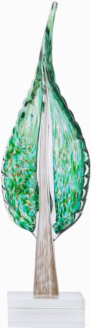 Goodsright Decor Abstract Glass Leaf Statue, Red Home Decor, Blown Glass Art Decorations for Office Desk Living Room Coffee TV Cabinet Entryway Entryway Dining Table Decoration
