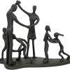 Goodsright Decor Rustic Family Figurines, Cast Iron Art Home Decoration Statue with Gift Card for Anniversary Birthday (Family of Four Carrying)