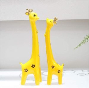 Goodsright Decor Centerpieces for Office Home Kitchen Fashion Wedding Gift Creative Home Decorations Ceramic Craft Ornaments Wedding Gifts Artwork Simple Yellow Deer Pair Garden Decor Statues
