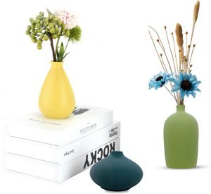 Goodsright Decor Small Ceramic Vase Decorative, Set of 4 Flower Bud Vases