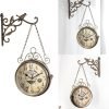 Goodsright Decor Vintage Double Side Silent Wall Clock Wrought Iron Hanging Time Clock Ornaments for Home Bedroom Dormitory Wall Double Side Wall Clock