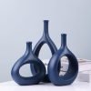 Goodsright Decor Navy Blue Vase Set of 3,Unique Hollow Blue Vase,Blue Pampas Grass Vase Ceramics Living Room Decorations,Red Home Decor Small Vases for Living Room,Bedroom,Coffee Table,Fireplace,Bookshelf,Dining Table