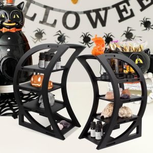 Goodsright Decor 2-Pack Wooden Crescent Moon Shelf Crystal Shelf Holder Display Moon Decor Shelves for Stones and Essential Oil Bedroom Living Room Bathroom