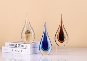 710a3VmcbaL._AC_SL1500 Goodsright Decor Hand-Blown Glass Ocean Wave Sculpture, Art Glass Centerpiece, Fish Tank Aquarium Marine Animal Ornament for Contemporary Home Decoration, Desk Decoration