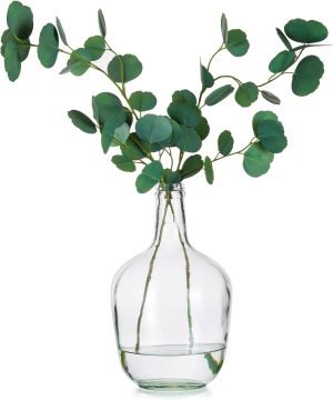 Goodsright Decor Large Glass Tall Floor Vase, 15in Glasseam Farmhouse Clear Vase Decor, Oversized Modern Big Jug Vase, Recycled Blown Decorative Pampas Vase for Flowers Living Room Home Decorations