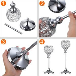 Goodsright Decor 4 Packs Crystal Candle Holders Centerpieces Table Decorations, Crystal Tea Lights Candelabras, Centerpiece Table Mirror Tray, for Vase Decoration, Wedding Centerpieces Tables Decoration (Silver)