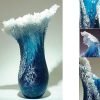 Goodsright Decor Wavy Vase Resin Desktop Flower Pot Creative Resin Ocean Waves Ornament Decoration for Home Fused Crystal Desktop Decor Handmade Crafts (Vase 30/15/10 cm) (Big(30cm))