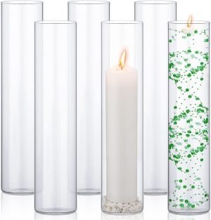 712ppZ_4xXL._AC_SL1500 Goodsright Decor 6 Pcs Glass Cylinder Vases Bulk for Centerpieces Decorative Tall Cylinder Vase Floating Candle Holders Clear Flower Vase for Tables Wedding Party Home Formal Dinners Decorations (10 x 4 Inch)