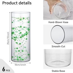 714tbzydmcL._AC_SL1500 Goodsright Decor 6 Pcs Glass Cylinder Vases Bulk for Centerpieces Decorative Tall Cylinder Vase Floating Candle Holders Clear Flower Vase for Tables Wedding Party Home Formal Dinners Decorations (10 x 4 Inch)