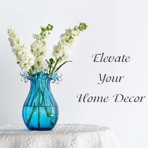 Goodsright Decor 8inch Blown Glass Bubble Vase Collection Modern Art Flower Vase Decoration for Home Decor Living Room,Office,Centerpiece,Table and Wedding,Blue