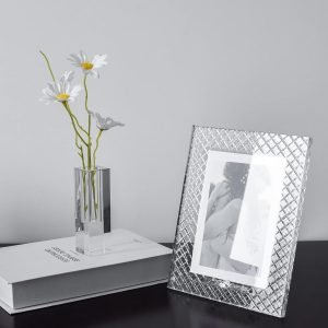 Goodsright Decor 5x7Inch Wedding Frame of Keepsake Photo Frames, Picture Frames with Embossed Design, Tabletop Display Decor Frame(Fit 5x7 Max Photos), Clear with Gift Box