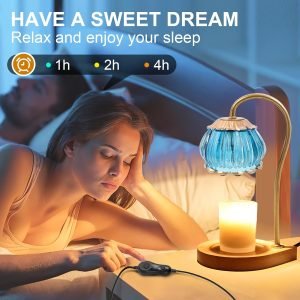 Goodsright Decor Candle Warmer Lamp with Timer, Dimmable Candle Warmer Lantern Light, Electric Glass Shade Jar Candle Warming Holders for Home Decoration Valentine's Day Gift, Bright Blue