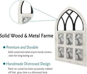 Goodsright Decor 4x6 Rustic Picture Frames Collage, Arched White Windowpane Photo Frames Wall Decor for Living Room, Entryway, 6-Opening