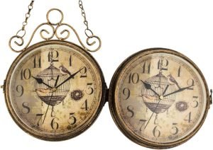 Goodsright Decor Vintage Double Side Silent Wall Clock Wrought Iron Hanging Time Clock Ornaments for Home Bedroom Dormitory Wall Double Side Wall Clock