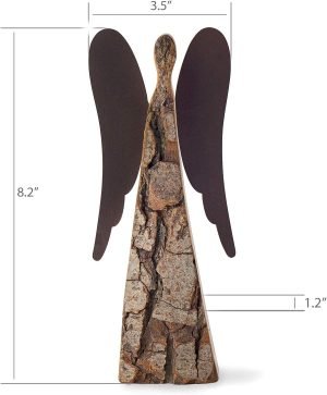 718EavNAOdS._AC_SL1500 Goodsright Decor Wooden Guardian Angel Figurines for Love, Peace, Inspiration - Remembrance Angel Collectible Statue - Christmas Wood Angel Decor - Rustic Angel Gift in Memory of Loved Ones - Medium