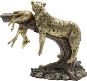 Goodsright Decor Leopard Hunting Antelope Statues, Wild Animal Jaguar Cheetah Figurines Decor, Predator Art Sculptures, Creative Decoration for Living Room Office, Resin 11''