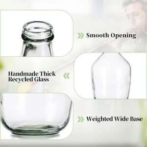 Goodsright Decor Large Glass Tall Floor Vase, 15in Glasseam Farmhouse Clear Vase Decor, Oversized Modern Big Jug Vase, Recycled Blown Decorative Pampas Vase for Flowers Living Room Home Decorations